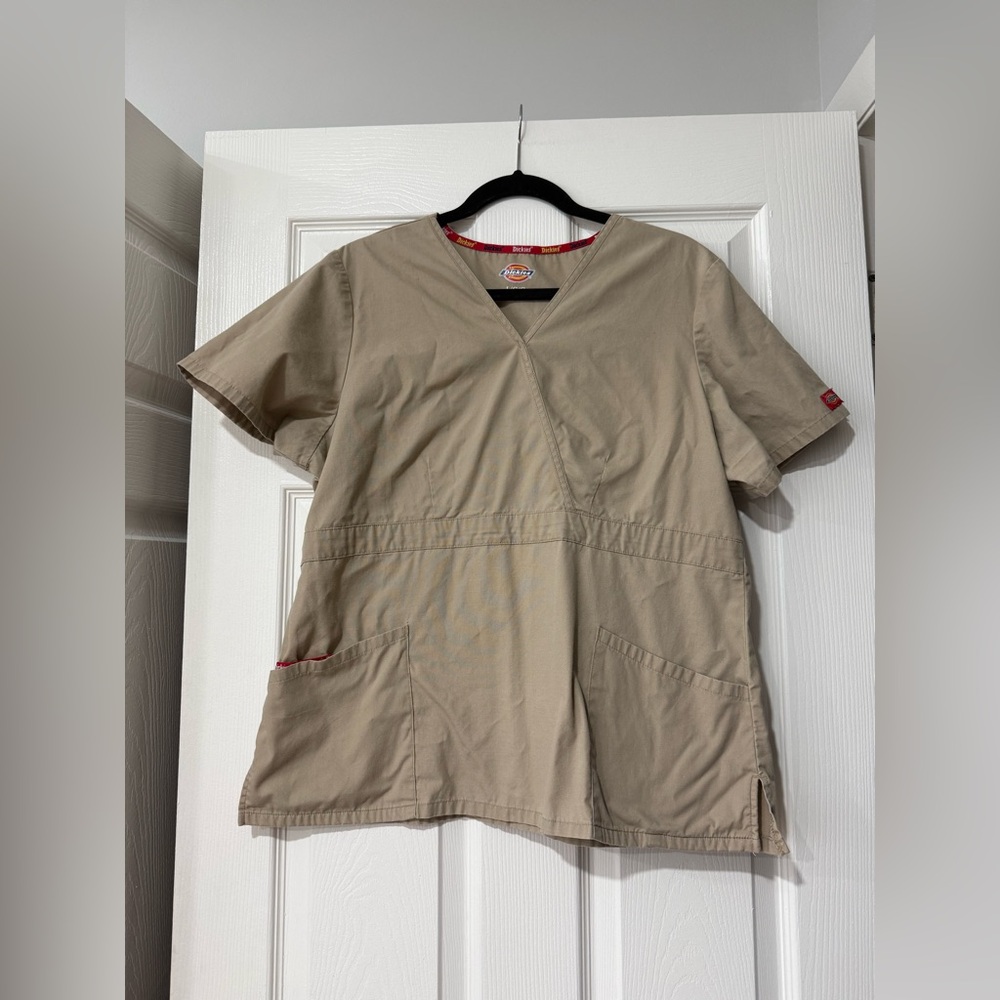 EUC Dickies Beige V-Neck Scrub Top